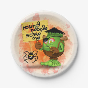 'Normal People Scare Me' Humorous Frankenstein Paper Plates