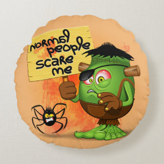 'Normal People Scare Me' Humorous Frankenstein Round Pillow