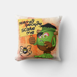 'Normal People Scare Me' Humorous Frankenstein Throw Pillow