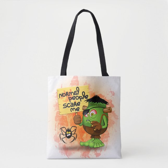 'Normal People Scare Me' Humorous Frankenstein Tote Bag (Front)