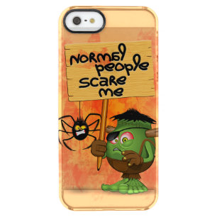 'Normal People Scare Me' Humorous Frankenstein Clear iPhone SE/5/5s Case