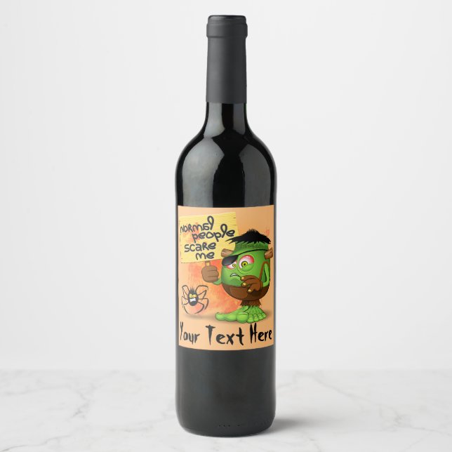 'Normal People Scare Me' Humorous Frankenstein Wine Label (Front)