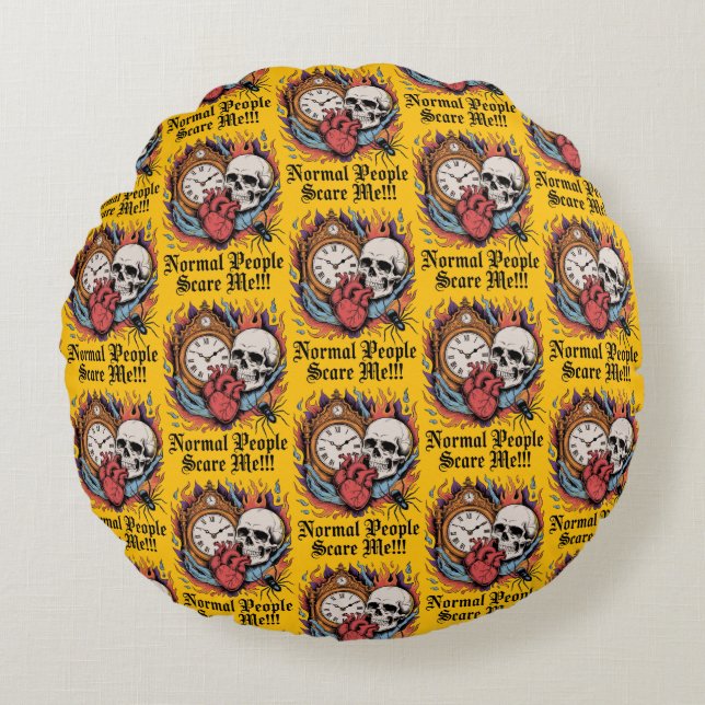 Normal People Scare Me Round Pillow (Front)