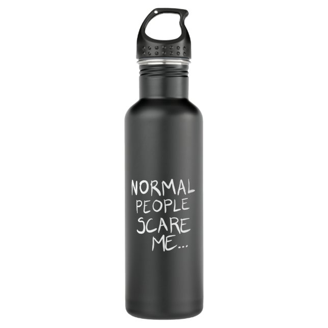 Normal people scare me stainless steel water bottle (Front)