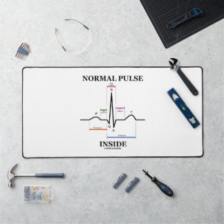 Normal Pulse Inside Heartbeat Electrocardiogram Desk Mat