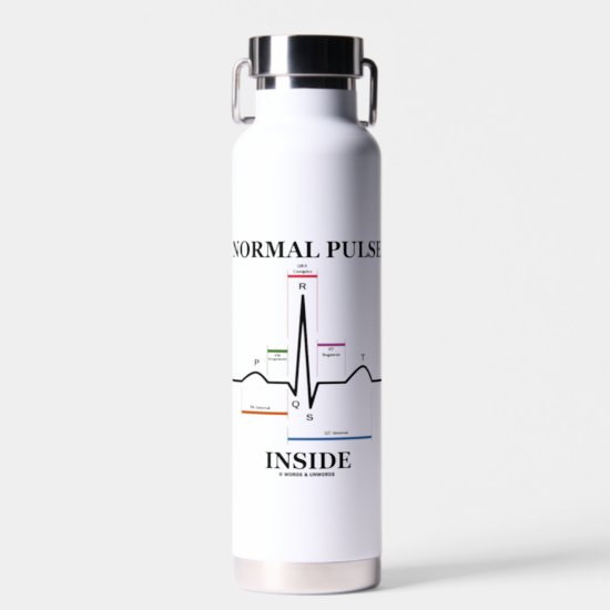 Normal Pulse Inside Heartbeat Electrocardiogram Water Bottle