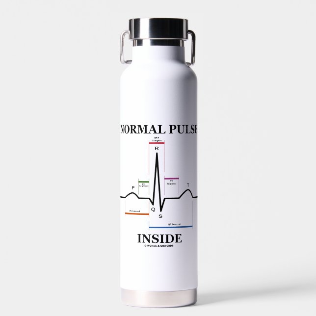 Normal Pulse Inside Heartbeat Electrocardiogram Water Bottle (Front)