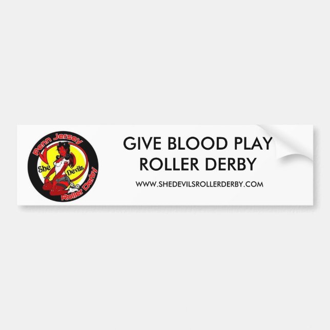 normal_shedevilslogo, GIVE BLOOD PLAY ROLLER DE... Bumper Sticker (Front)