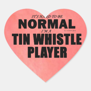 Normal Tin Whistle Player Heart Sticker