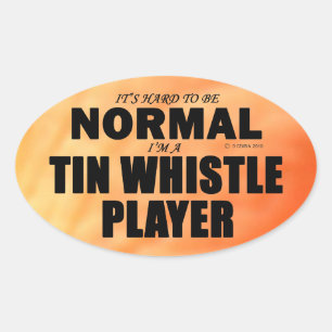 Normal Tin Whistle Player Oval Sticker