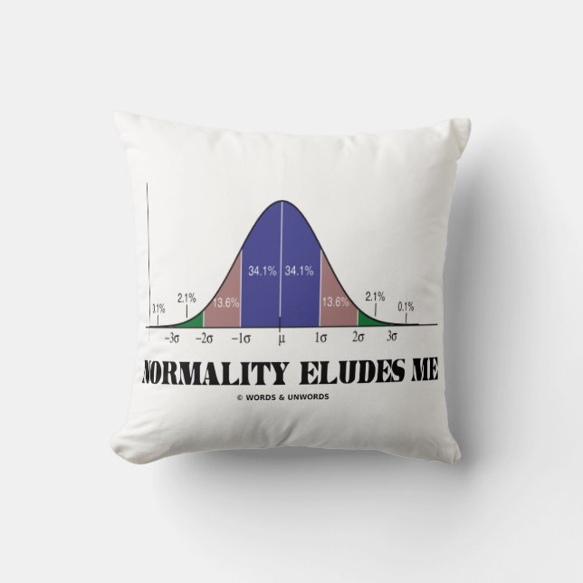 Normality Eludes Me Bell Curve Stats Geek Humor Throw Pillow (Front)