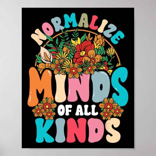 Normalize Minds Of All Kinds Autism Awareness Neur Poster (Front)