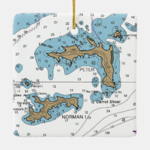 Norman Island BVI Chart Ceramic Ornament