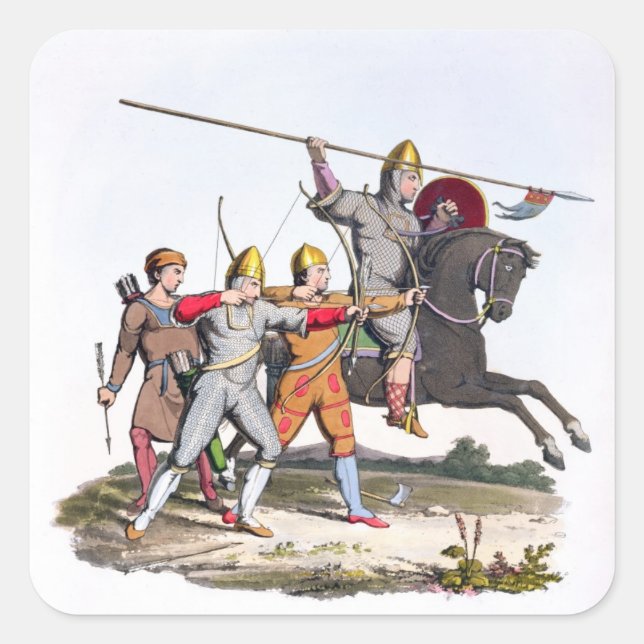 Norman Knight and Archers, 1066, from 'Ancient Arm Square Sticker (Front)