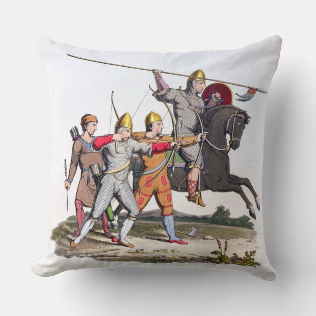 Norman Knight and Archers, 1066, from 'Ancient Arm Throw Pillow (Front)