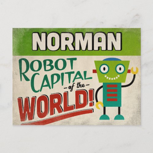 Norman Oklahoma Robot _ Funny Vintage Postcard