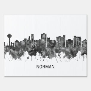 Norman Oklahoma Skyline BW Sign