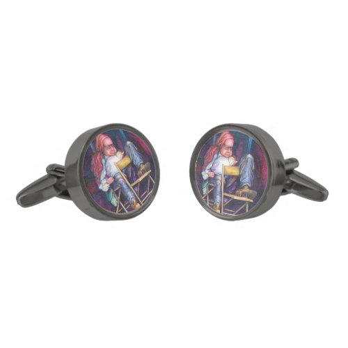 Norman Perfers to Draw in His Sleep Gunmetal Finish Cufflinks