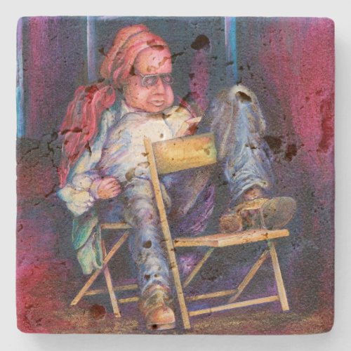 Norman Perfers to Draw in His Sleep Stone Coaster