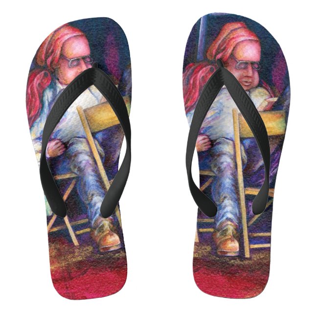 Norman prefers to draw in his Sleep Flip Flops (Footbed)