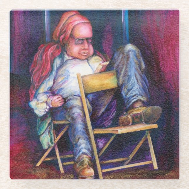 Norman prefers to draw in his Sleep Glass Coaster (Front)