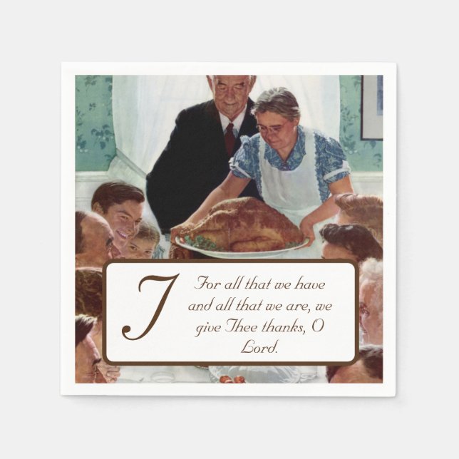 Norman Rockwell Customizable Thanksgiving Napkins (Front)
