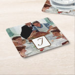 Norman Rockwell Monogrammed Thanksgiving Square Paper Coaster