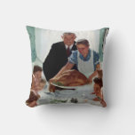 Norman Rockwell Monogrammed Thanksgiving Throw Pillow