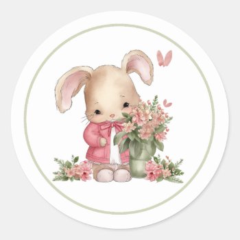 Norman The Easter Rabbit Classic Round Sticker by ZazzleHolidays at Zazzle