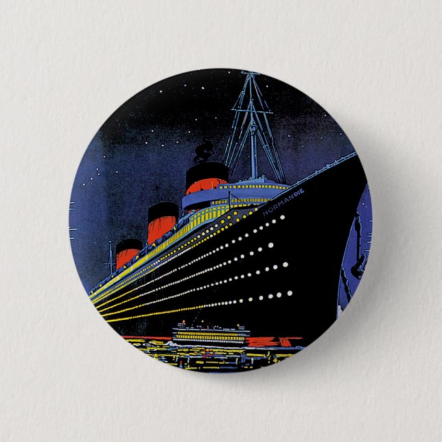 Normandie at Night Pinback Button (Front)