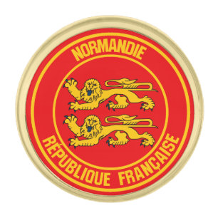 Normandie Round Emblem Gold Finish Lapel Pin