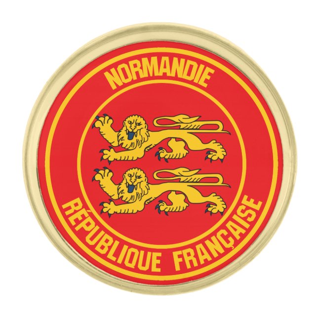 Normandie Round Emblem Gold Finish Lapel Pin (Front)