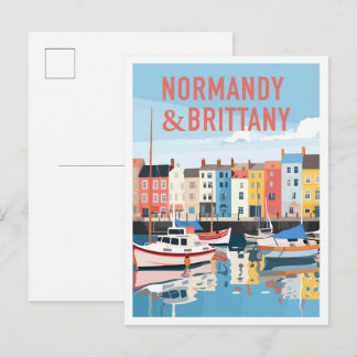 Normandy and Brittany France Art Vintage Travel Postcard
