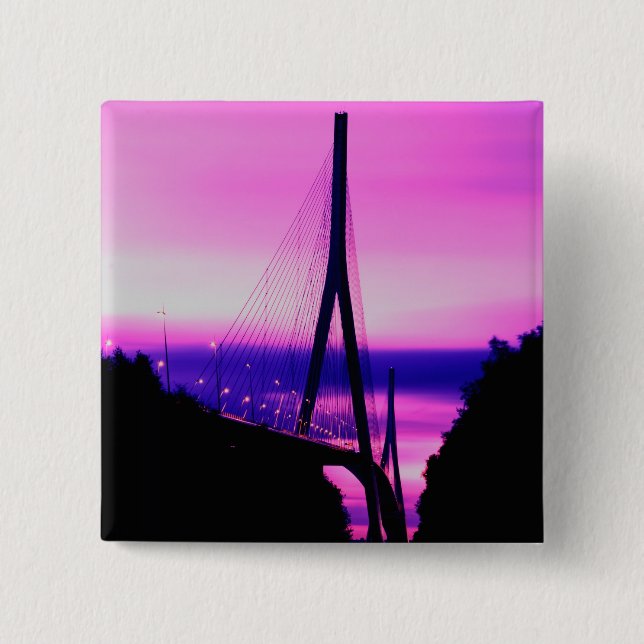 Normandy Bridge, Le Havre, France 2 Button (Front)