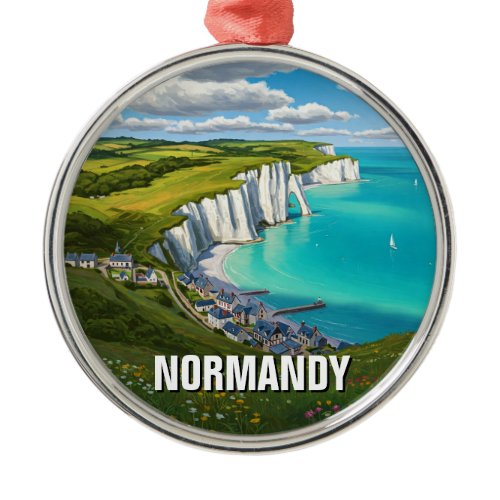 Normandy France Travel Metal Ornament