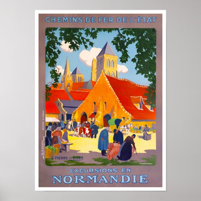 Normandy France vintage travel Poster (Front)