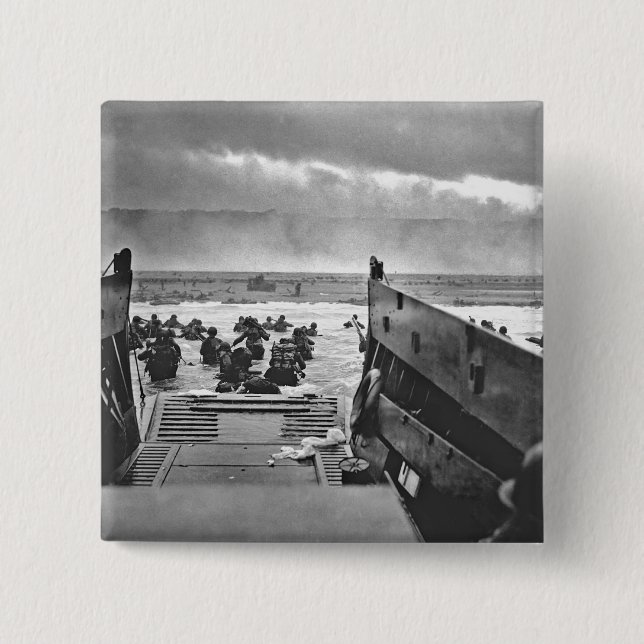 Normandy Invasion at D-Day - 1944 Pinback Button (Front)