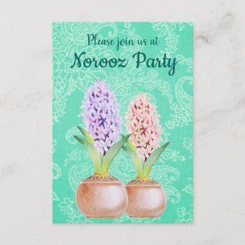 Norooz Party Hyacinth Emerald Green Invitation by Ink_Ribbon at Zazzle
