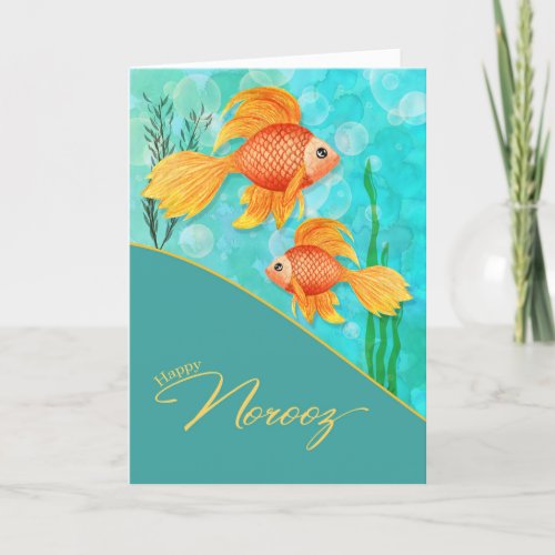 Norooz Persian New Year Goldfish and Bubbles Holiday Card