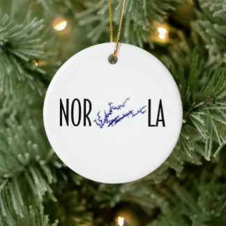 Norris Lake Tennessee Black Blue Circle Map Art Ceramic Ornament