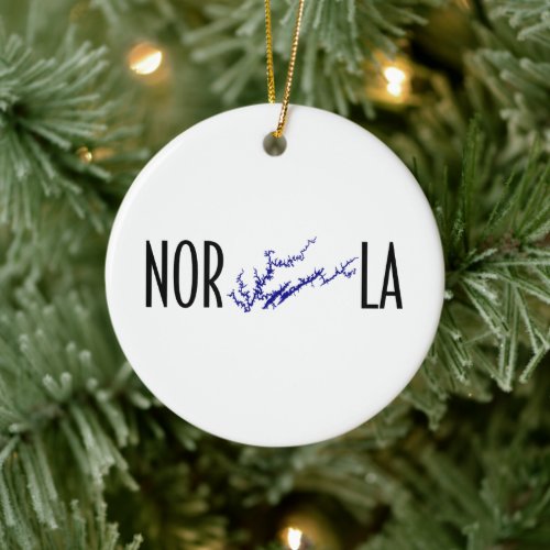 Norris Lake Tennessee Black Blue Circle Map Art Ceramic Ornament