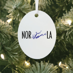 Norris Lake Tennessee Black Blue Oval Map Design Metal Ornament