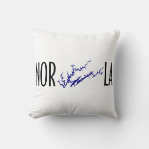 Norris Lake Tennessee Black Blue Shoreline Art Throw Pillow