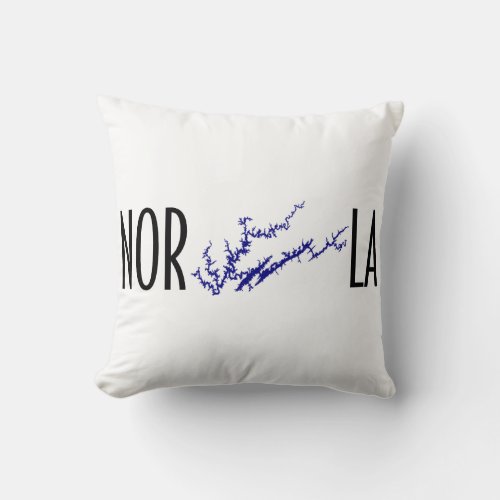 Norris Lake Tennessee Black Blue Shoreline Art Throw Pillow