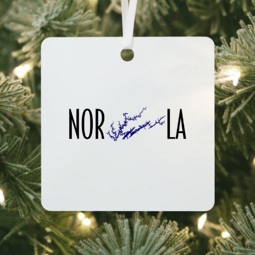 Norris Lake Tennessee Black Blue Square Map Art Metal Ornament
