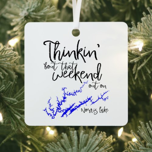 Norris Lake Tennessee Blue Weekend Shoreline Map Metal Ornament