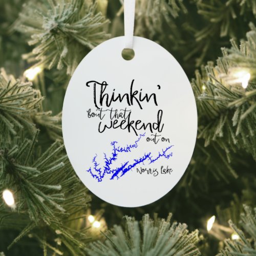Norris Lake Tennessee Blue Weekend Shoreline Map Metal Ornament