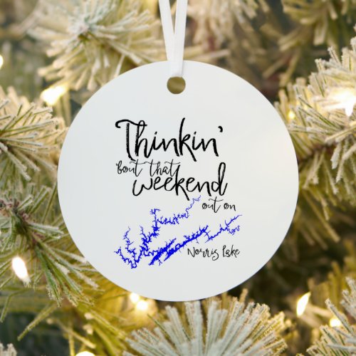 Norris Lake Tennessee Blue Weekend Shoreline Map Metal Ornament