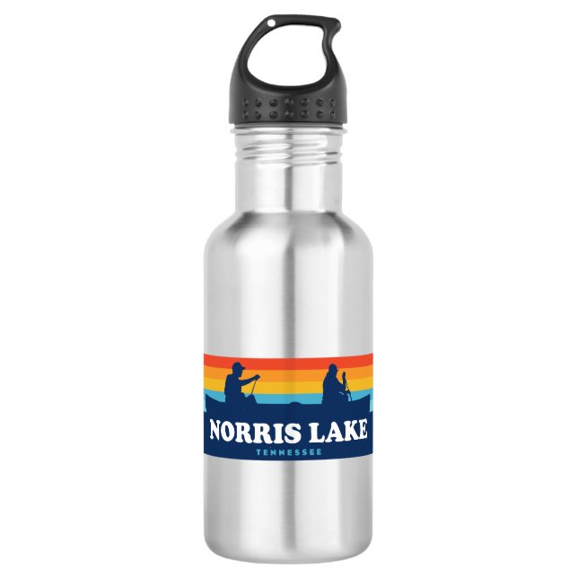 Norris Lake Tennessee Canoe Stainless Steel Water Bottle (Front)