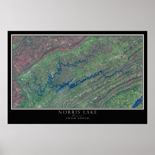Norris Lake Tennessee Satellite Poster Map (Front)